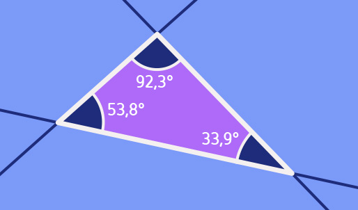 Plane with triangle whose angles add up to 180 degrees