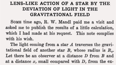 First lines of Einstein's publication in Science 84 (1936)