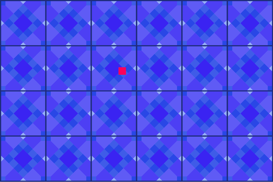 Square crossing two-dimensional tile pattern