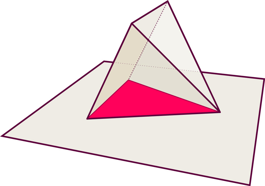 Dreidimensionale Pyramide und Ebene: Dreieck