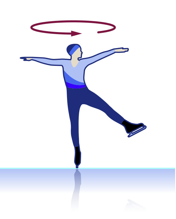 Figure-skater with arms and leg stretched out