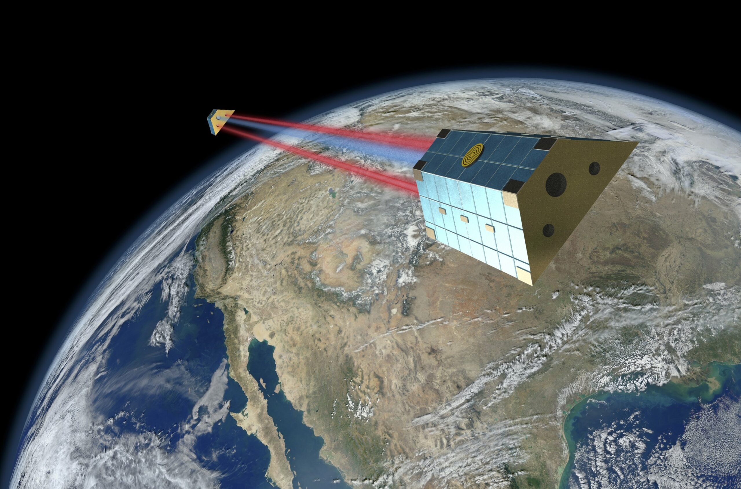 Two satellites orbit the Earth at a distance to one another